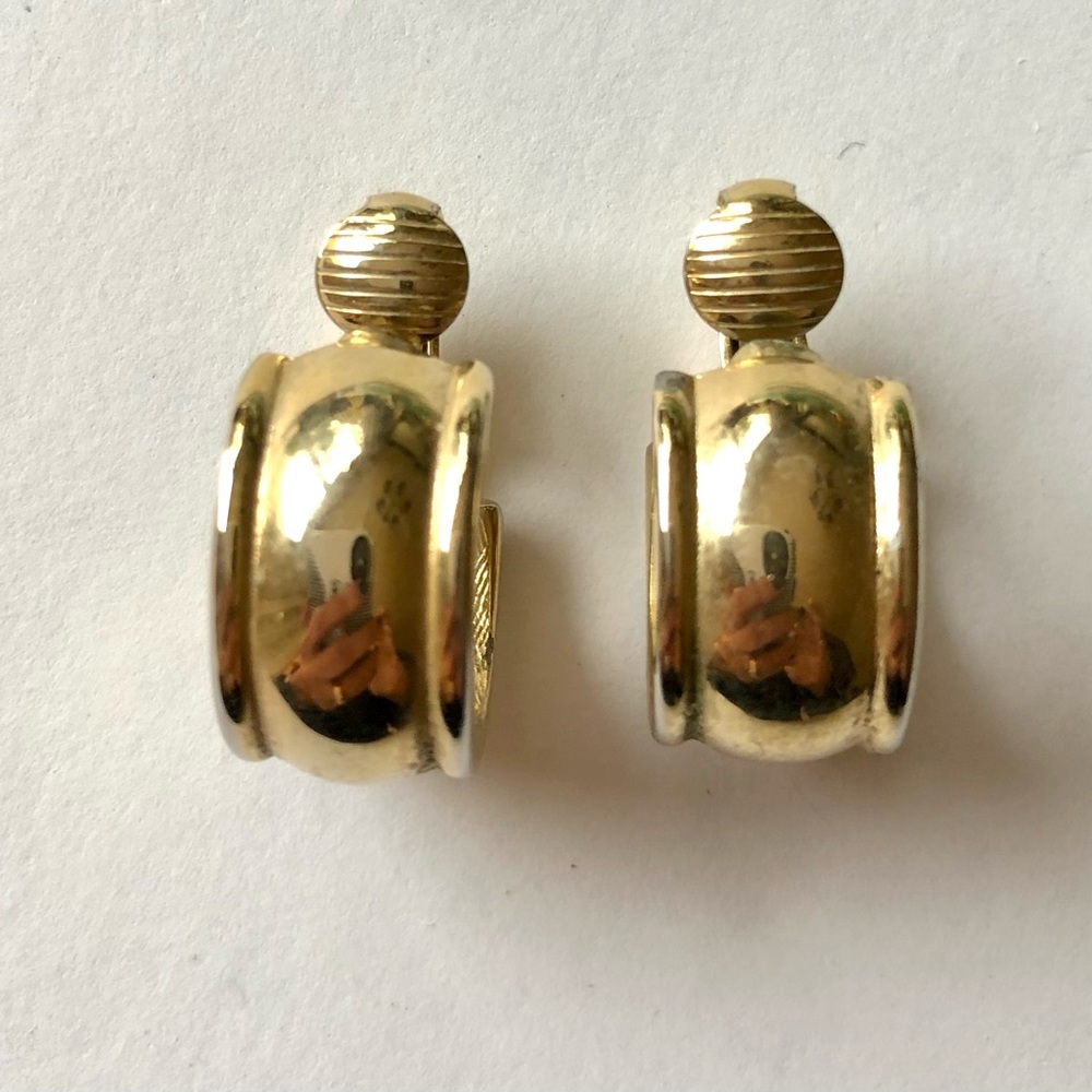 Anne Klein Gold Tone Wide Hoop Clip On Earrings